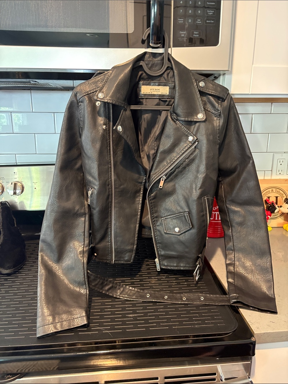 Moto-Style Black Leather Jacket - Women